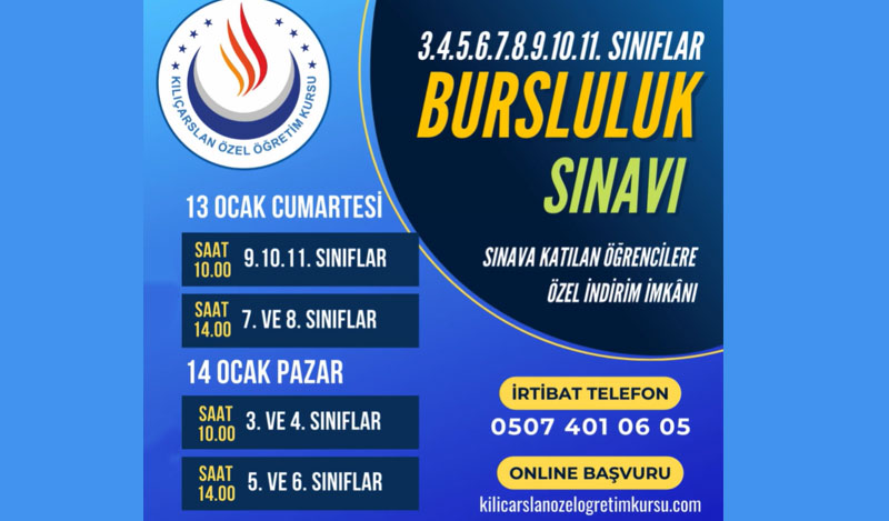 13-14 Ocak Yapılacak Olan Bursluluk Sınavı